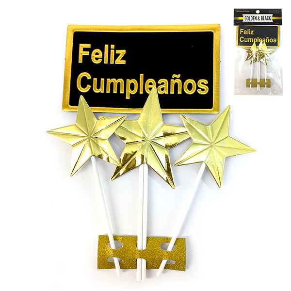 SET PICK  ESTRELLA 3 PIEZAS FELIZ CUMPLEAÑOS