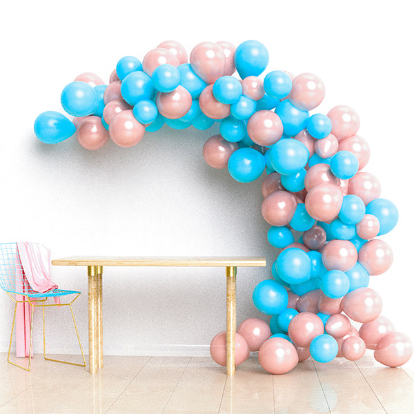 SET ARCO ORGÁNICO CELESTE/ROSADO   100 GLOBOS