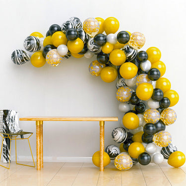 Set Arco Organico Marmol Dorado/Negro/Blanco 102 Globos