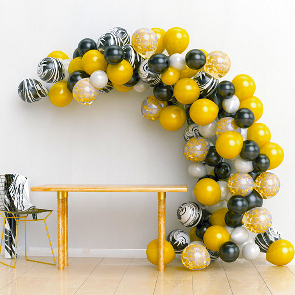 SET ARCO ORGÁNICO MÁRMOL DORADO/NEGRO/BLANCO   102 GLOBOS