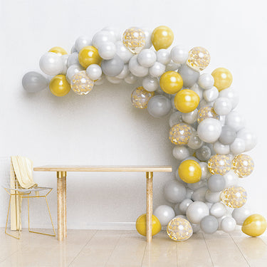 Set Arco Organico Blanco/Dorado/Plateado 100 Globos