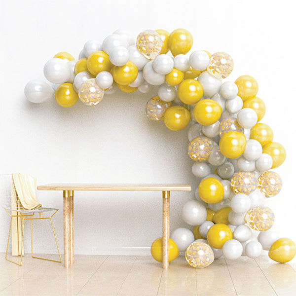 SET ARCO ORGÁNICO BLANCO/DORADO   110 GLOBOS