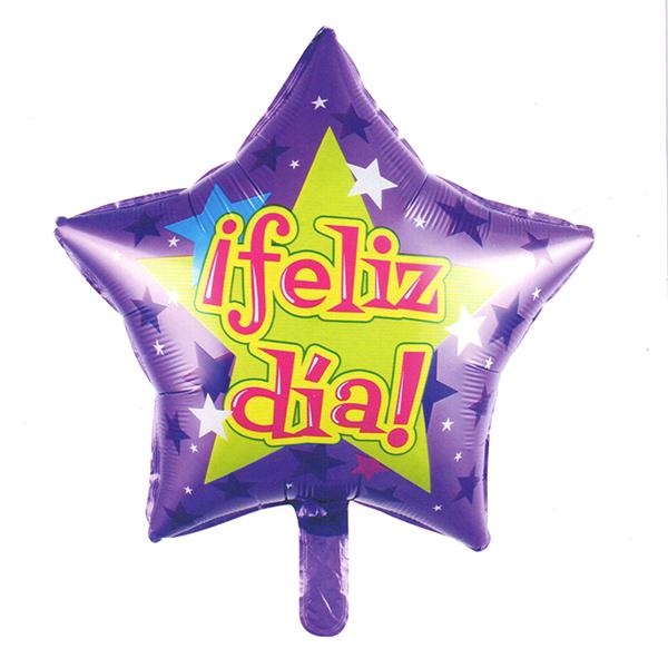 GLOBO MYLAR 18" ESTRELLA "FELIZ DIA" LILA