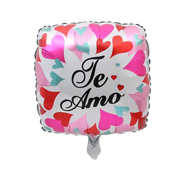 GLOBO MYLAR 18" CUADRADO "TE AMO" CORAZONES