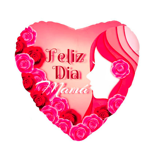 GLOBO MYLAR CORAZON 18 FELIZ DIA MAMA