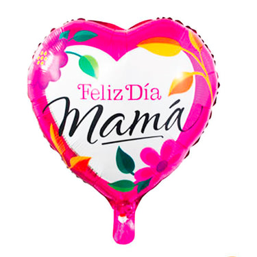 Globo Mylar Corazon Y Flores 18 Feliz Dia Mama