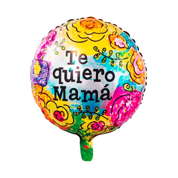 GLOBO MYLAR RED. 18" TE QUIERO MAMA FLORES ACUARELA