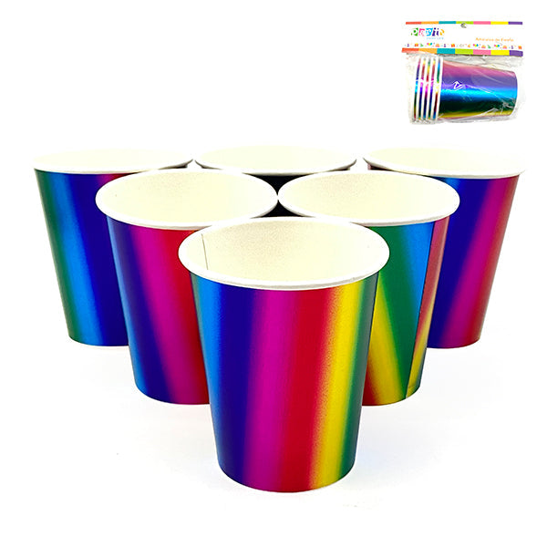 VASO POLIPAPEL ARCOIRIS METAL GRANDE   6 UNIDADES